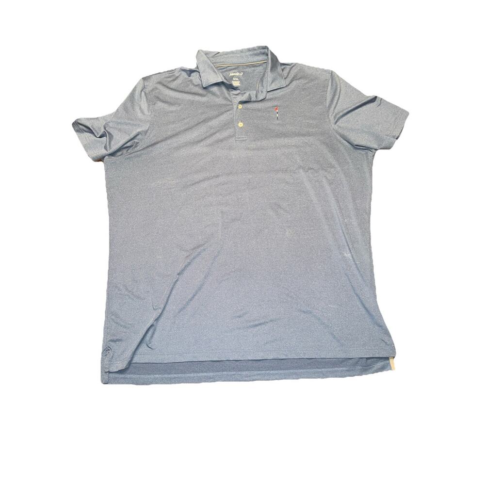 johnnie-O Polo Shirt Mens XXL Blue Performance Golf Flag Embroidered Stretch